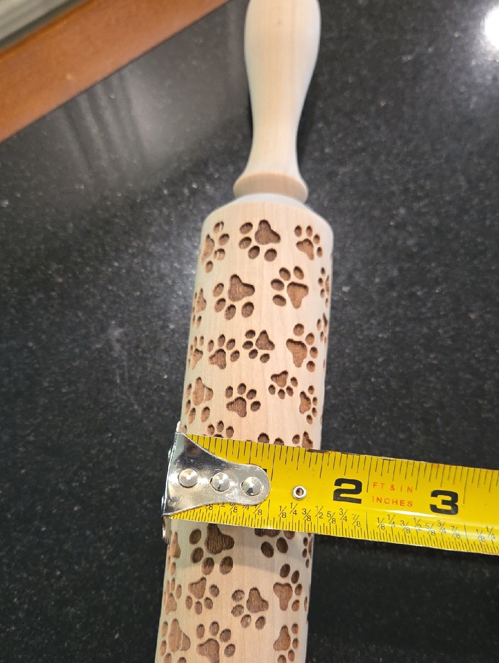 Dog Animal Lover Gift Paw Print Wooden Embossed Rolling Baking Pin - Picture 6 of 6